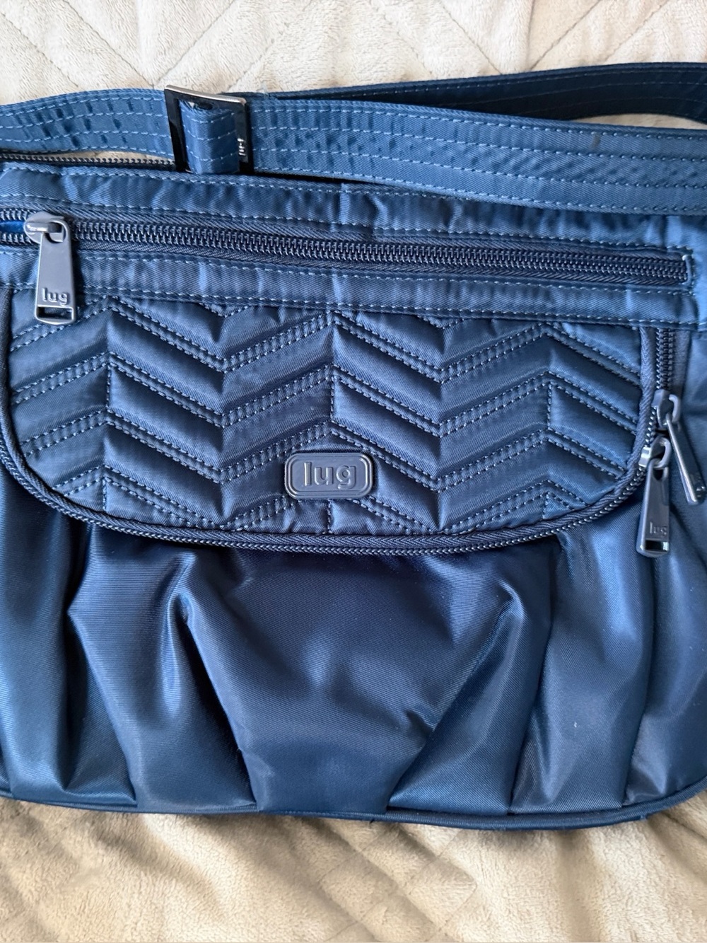 Lug Mambo Navy Quilted Front Pocket Crossbody